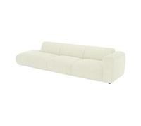 Grand canapé 5 places accoudoir droit en velours côtelé fines côtes blanc cassé POGNI de Maison Céphy