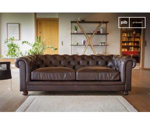 Grand canapé Chesterfield cuir Dark