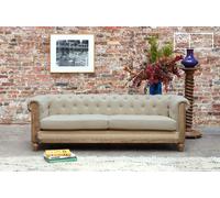 Grand canapé chesterfield lin et coton amande Montaigu