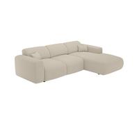 Vente-unique - Grand canapé d'angle Droit Convertible en Tissu chiné Beige POGNI de Maison Céphy