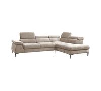 Vente-Unique - Grand canapé d'angle Droit Convertible en Velours Beige SEPINA