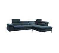 Grand canapé d'angle droit convertible en velours bleu nuit SEPINA de