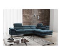 Grand canapé d'angle droit convertible en velours bleu nuit SEPINA de Pascal Morabito