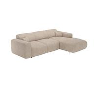 Vente-unique-Grand canapé d'angle Droit Convertible en Tissu côtelé Fines côtes Beige POGNI de Maison Céphy