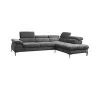 Grand canapé d'angle droit convertible en velours gris anthracite SEPINA