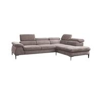 Grand canapé d'angle droit convertible en velours taupe SEPINA de