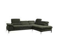 Vente-Unique - Grand canapé d'angle Droit Convertible en Velours Vert SEPINA