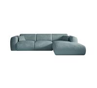 Grand Canapé d'angle droit en tissu texturé bleu POGNI de Maison Céphy