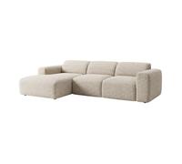 Vente-unique - Grand canapé d'angle Gauche avec Assise coulissante électrique en Tissu Beige POGNI de Maison Céphy