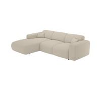 Grand canapé d'angle gauche convertible en tissu chiné beige POGNI de Maison Céphy