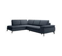 Vente-unique - Grand canapé d'angle Gauche Convertible en Tissu texturé Bleu Archibald