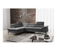 Grand canapé d'angle gauche convertible en velours gris anthracite SEPINA de Pascal Morabito