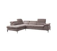 Grand canapé d'angle gauche convertible en velours taupe SEPINA de