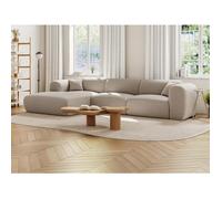 Grand canapé d'angle gauche en tissu chiné beige POGNI de Maison Céphy