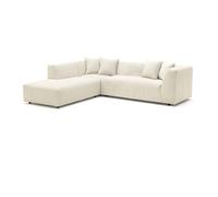 Grand canapé d'angle gauche en velours côtelé fines côtes beige NAEMIA de Maison Céphy