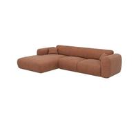 Grand canapé d'angle gauche en tissu texturé terracotta POGNI de Maison Céphy