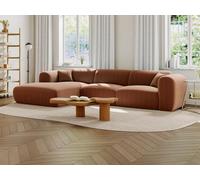 Grand canapé d'angle gauche en tissu texturé terracotta POGNI de Maison Céphy