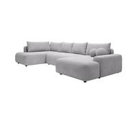 Vente-unique - Grand canapé d'angle Gauche panoramique Convertible en Tissu texturé Gris Clair DAVISO