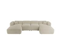Grand canapé d'angle panoramique en tissu beige POGNI de Maison Céphy