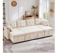 Grand canapé familial en U, Canapé-lit convertible, rangements intégrés et porte-gobelets - idéal pour salon, séjour