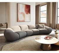 Grand canapé Lunna 360x175 cm Bouclé gris argenté 2 coussins