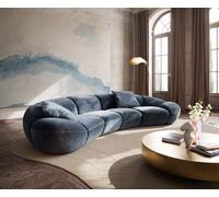 Grand canapé Lunna 360x175 cm chenille bleu 2 coussins