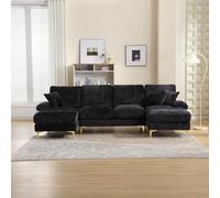 Grand canapé modulable Moderne en Forme de U, canapé-lit Double assemblable à volonté, Tissu Chenille, canapé inclinable Extra Large pour Salon, Noir