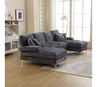 Grand canapé modulable Moderne en Forme de U, canapé-lit Double assemblable à volonté, Tissu Chenille, canapé inclinable Extra Large pour Salon, Gris