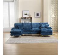 Grand canapé modulable Moderne en Forme de U, canapé-lit Double assemblable à volonté, Tissu Chenille, canapé inclinable Extra Large pour Salon, Bleu