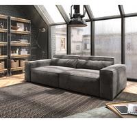 Grand Canapé Sirpio 230x90 cm Microfibre Marron Kaki avec Tabouret