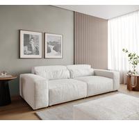 Grand Canapé Sirpio 230x95 cm Bouclee Crème-blanc avec Tabouret