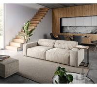 Grand Canapé Sirpio 230x95 cm Velours côtelé Beige avec Tabouret