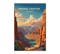 Grand Canyon Arizona Impression sur toile - Poster mural des parcs nationaux, affiche de voyage, paysage naturel abstrait pour chambre à coucher, bureau, salon (61 x 91,4 cm, sans cadre)