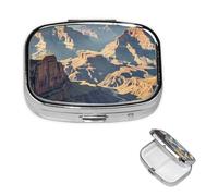 Grand Canyon Arizona Pilulier décoratif à 2 compartiments avec miroir pour sac à main ou poche Petit pilulier carré en métal pour médicaments médicaments, vitamines, cadeau de voyage
