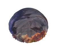 Grand Canyon Bonnet de douche pour homme et femme, réglable, réutilisable, double couche, imperméable, doublure en EVA, bande élastique, pour toutes les longueurs de cheveux