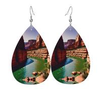 Grand Canyon Boucles d'oreilles en cuir imprimé en forme de goutte d'eau, accessoire tendance pour fêtes de fin d'année