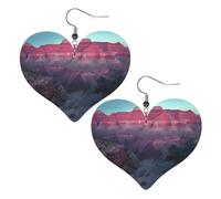 Grand Canyon Boucles d'oreilles en cuir synthétique en forme de cœur, boucles d'oreilles pendantes légères pour femmes, mariages, fêtes, cérémonies, banquets, cadeaux