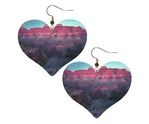 Grand Canyon Boucles d'oreilles en cuir synthétique en forme de cœur, boucles d'oreilles pendantes légères pour femmes, mariages, fêtes, cérémonies, banquets, cadeaux