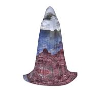 (Grand Canyon) Cape à capuche imprimée pour adolescents fête costumée Halloween Cape douce et élastique, L