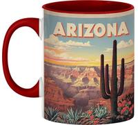 Grand Canyon De L'Arizona Avec Un Coucher De Soleil Éclatant Et Un Motif De Cactus Mug Micro-Ondes Tasse Céramique Tasses À Thé Pour Bureau L'École Boissons Chaudes 330Ml