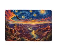 Grand Canyon Starry Night Art Tapis 150 x 100 cm, Doux et Antidérapant | Tapis de chambre avec impression par transfert thermique; met clairement en valeur le motif choisi; pour chambre