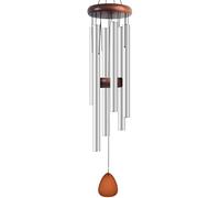 Grand carillon éolien en aluminium 94 cm pour créer une ambiance zen adaptée pour l'extérieur, le jardin, la terrasse - Carillon à vent classique argenté avec attrape-vent - Cadeau pour homme et femme