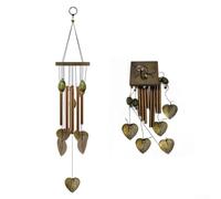 Grand carillon éolien en cuivre foncé pour décoration de jardin, terrasse et balcon - Carillon éolien extérieur résistant aux intempéries avec mélodie résonante apaisante, 25 x 10 cm