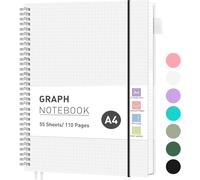 Grand Carnet De Notes À Carreaux Avec Grille Quadrillée 110 Pages, Poche En Pvc, Boucle Pour Stylo, Règle, Marque-Page Pour Femme, 21,5 X 27,9 Cm, Transparent