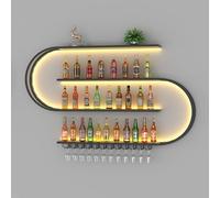 Grand Casier À Bouteilles en Fer avec Lumière LED,Bouteille Muraux Métalique Étagère À Vin Étagères,étagère d'affichage de Bouteilles d'alcool,Range Bouteille pour Cave À Vin,Bar,Maison,Cuisine(Yellow