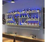 Grand casier à vin mural en métal à 3 niveaux moderne et tendance en forme de diamant pour la maison, le restaurant, les bars (doré, 160 cm)