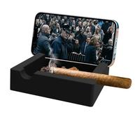 Grand cendrier à cigares 2 en 1 avec support de téléphone/support de téléphone - Cendrier carré en silicone avec 3 supports pour extérieur/extérieur/terrasse - Cendrier pour homme - Cadeau fumeur