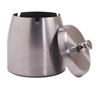 Grand cendrier à cigarettes avec couvercle en acier inoxydable, sans fumée, inodore, coupe-vent, pour maison, bureau, table, extérieur, terrasse, balcon (10,2 x 10,2 x 10,2 cm)