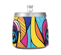 Grand cendrier abstrait en forme de tête de chien avec couvercle amovible en acier inoxydable sans fumée, inodore et coupe-vent pour maison, bureau, extérieur, terrasse, balcon, pendaison de