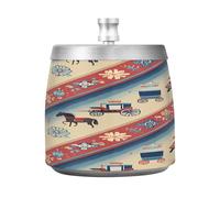 Grand cendrier avec couvercle amovible motif rétro rouge